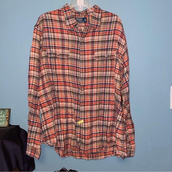 Polo by Ralph Lauren Plaid Button Up Collared Shirt with Elbow Patches Size XXL - Picture 1 of 8